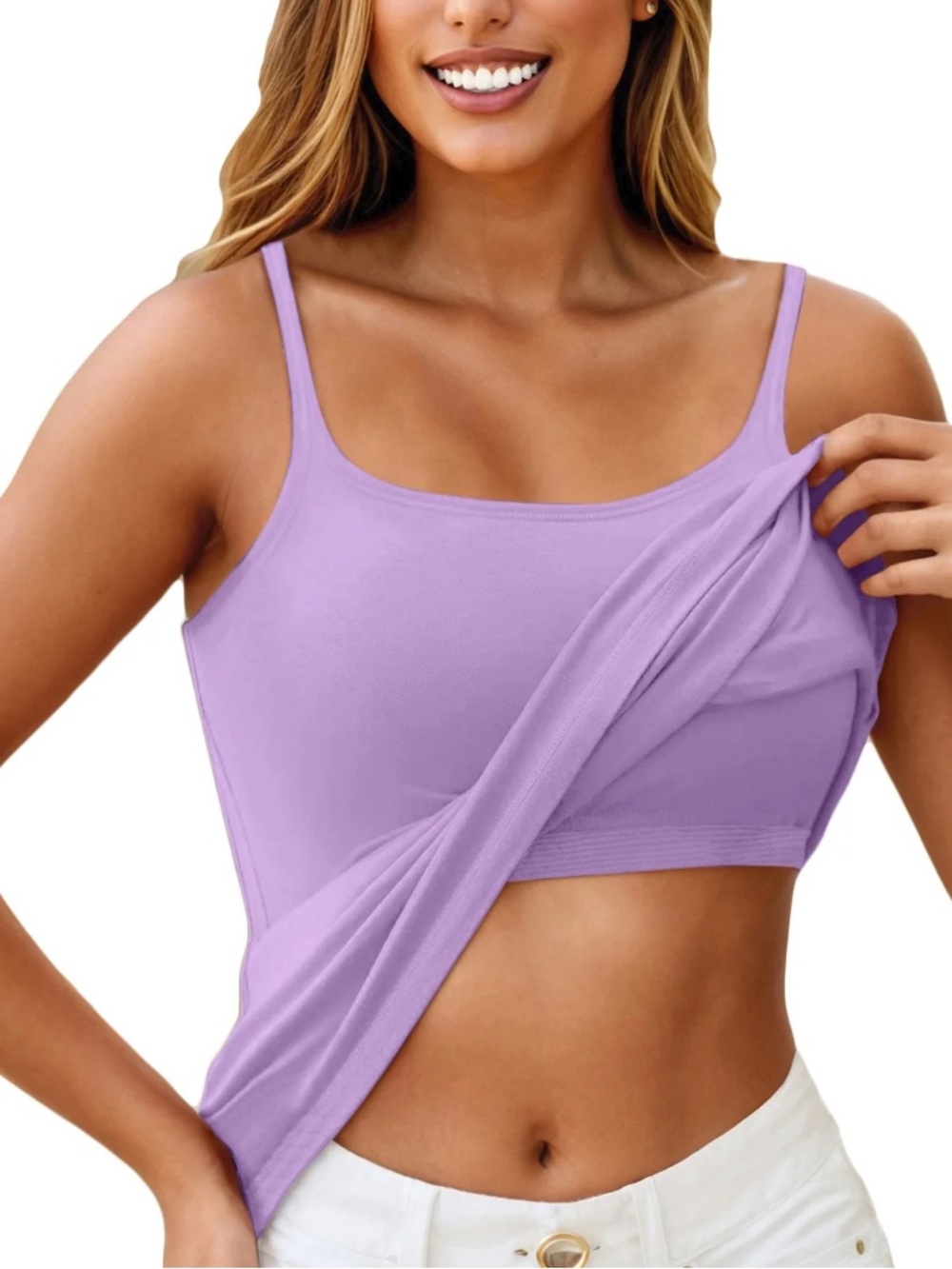 Purple Cami Tank Top With Adjustable Straps